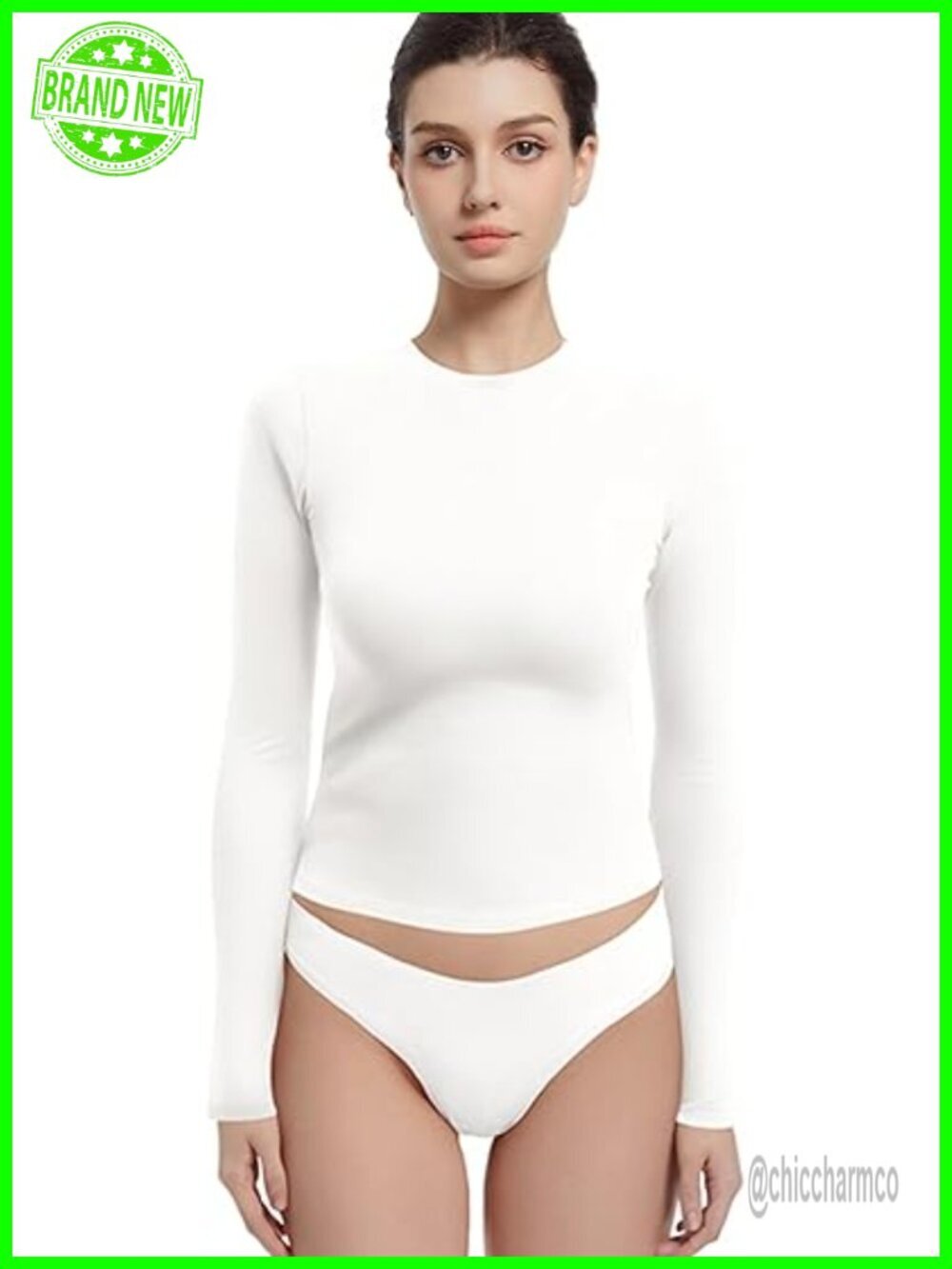 Crewneck Long Sleeve Crop Top Tee Fitted Y2K Going Out T-Shirt